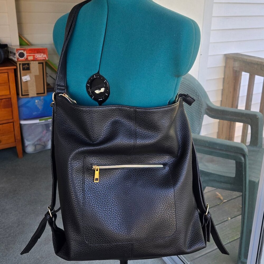 Tote - Extra Large Faux Black Leather NWOT